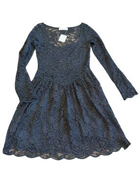 Nightcap Free People Black Lace Dress A-Line Sheer Mini Cocktail Size XS NWT